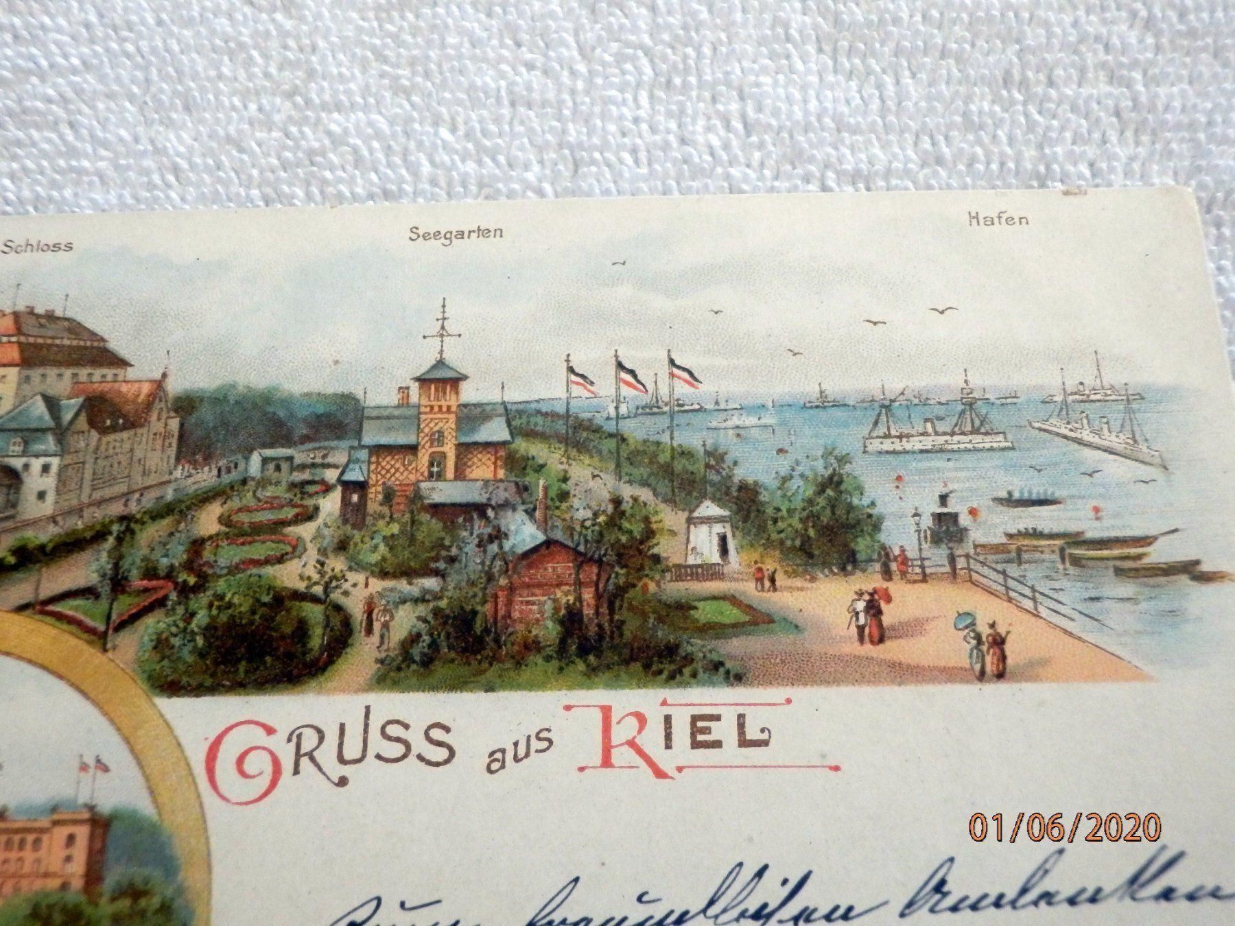 Cartes postales: Litho, Gruss aus Riel, beschrieben – D'occasion à Ueberstorf par dinbau 1