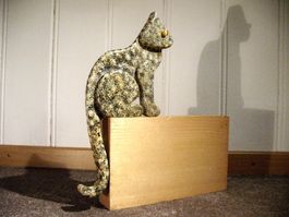 Tiger Katze Kantenhocker Deko Holz Figur Unikat bemalt D)