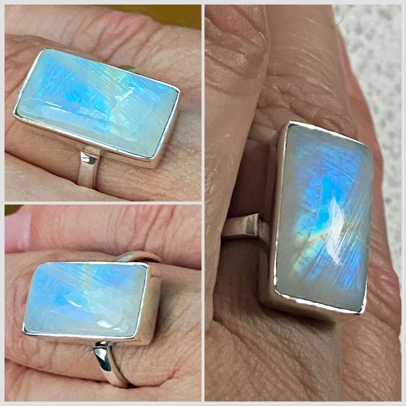 Anelli: Ring Silber 925 mit Regenbogen-Mondstein – Nuovo e nell'imballaggio originale da Matten b. Interlaken venduto da kero71 3