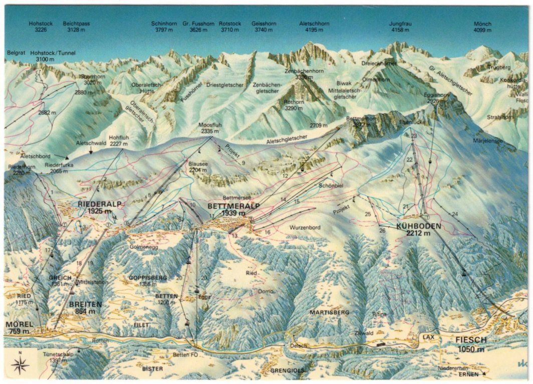 Cartes postales: Aletsch - Pistenplan – D'occasion à Binningen par Mountainrider