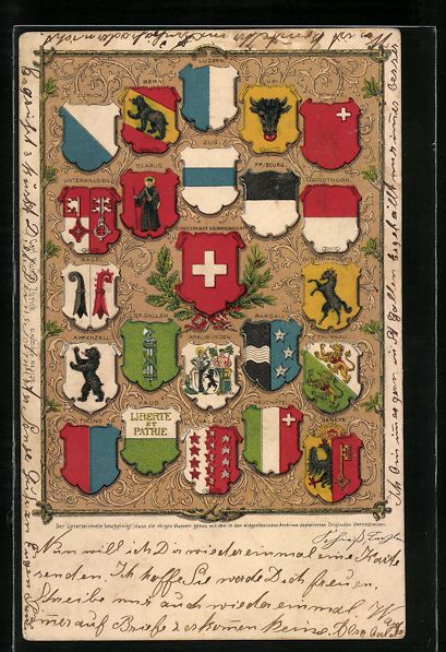 Cartes postales: AK Schweiz, Wappen der Schweizer Kantone – D'occasion à Berlin par bartko-reher