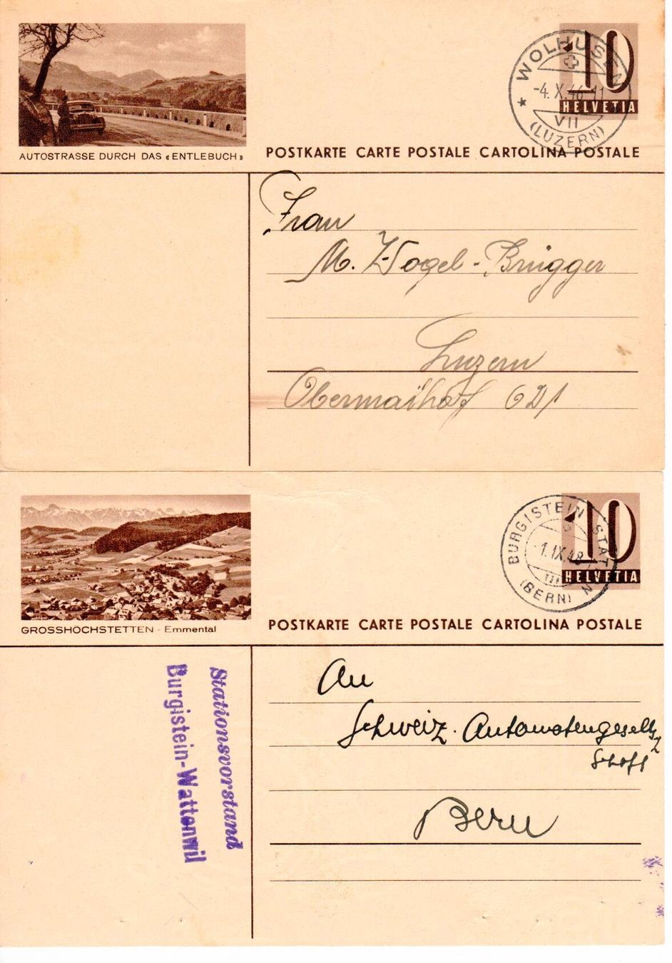 Alle Briefmarken: 10 Bildpostkarten Schweiz – Gebraucht aus Wolhusen von Curver9 2