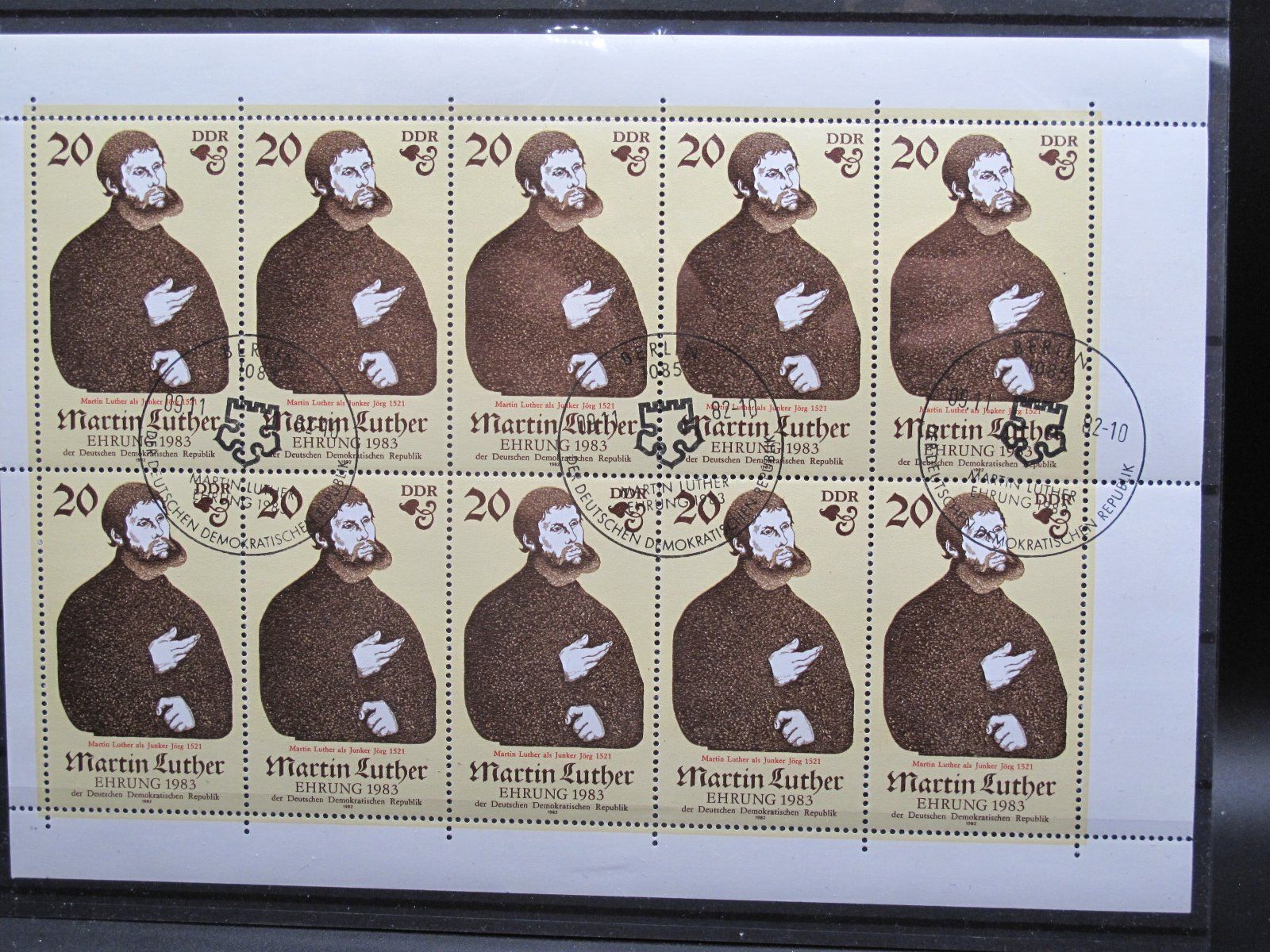 Alle Briefmarken: DDR 1982  Martin Luther Kleinbogen gest. – Gebraucht aus Wil SG von fva01