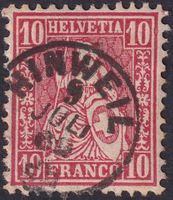 Sitzende: Nr.38 mit Fingerhut-Stempel: HINWEIL, sauber.