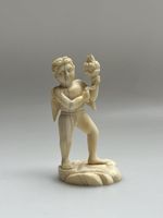 Antica statuetta Angelo, 1650, Goa, Indo portoghese, legno