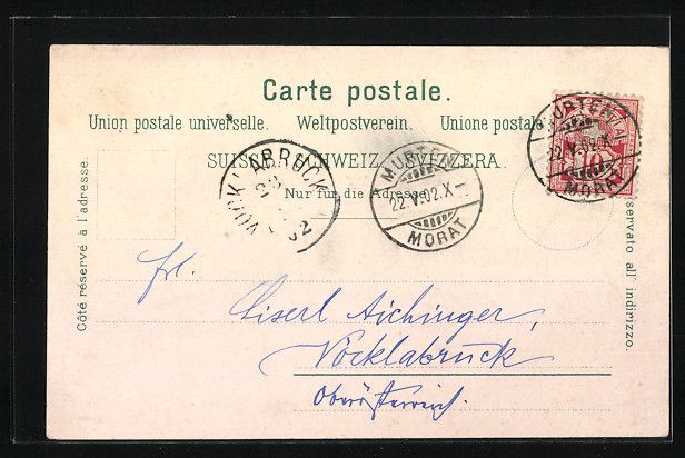 Cartoline postali: AK Morat, Le grand' Rue, 1902 – Usato da Berlin venduto da bartko-reher 1