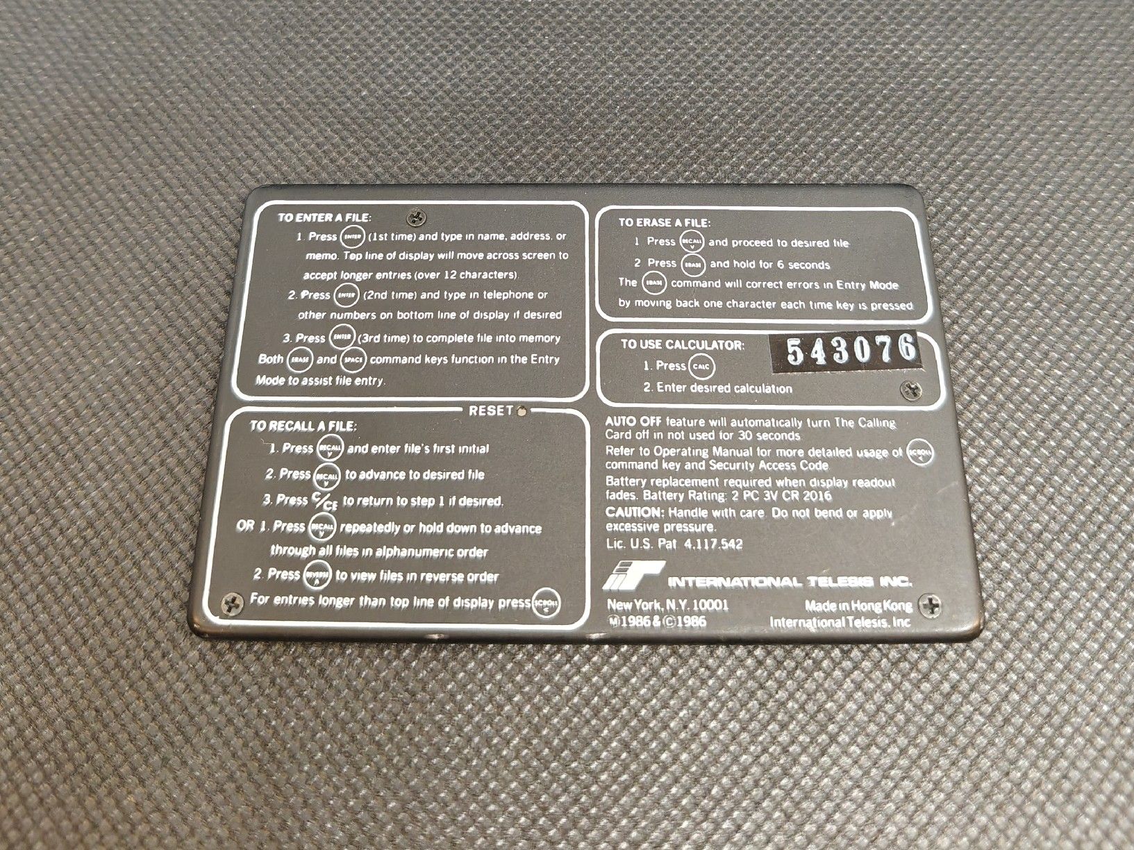 Calculatrices: The Calling Card Elektronischer Organizer 1986 – D'occasion à Wangen an der Aare par RetroKontor 2