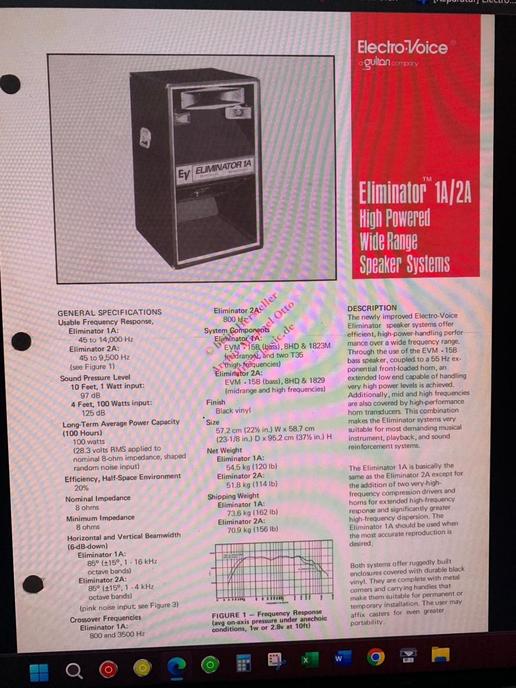Electro-voice Casse acustiche: Electro-Voice ELIMINATOR 1A – Usato da Klingnau venduto da guidomi 4