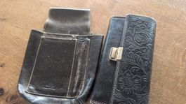 ServicePortemonnaie Leder dunkelbraun mit Motiv und Gürtelta