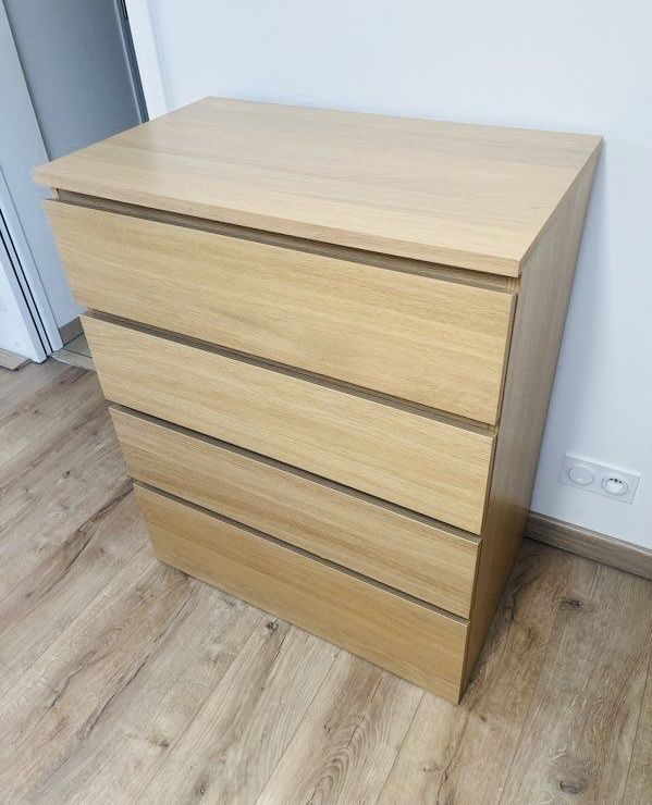 LEADZM Kommode 60x38x78cm Schwarz - 4 Schubladen Nachttisch Für Schlafzimmer Und Wohnzimmer