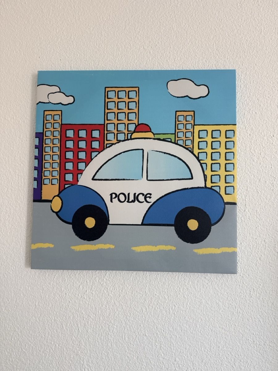 Foto & Immagini: Bild Polizei Stadtsilhouette bunte Kindermalfarbe 45x45 – Usato da Dietikon venduto da DerKaiser