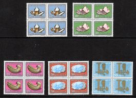 PP 1960 Mineralien + Versteinerungen Viererbl.  pf SBK 48.--