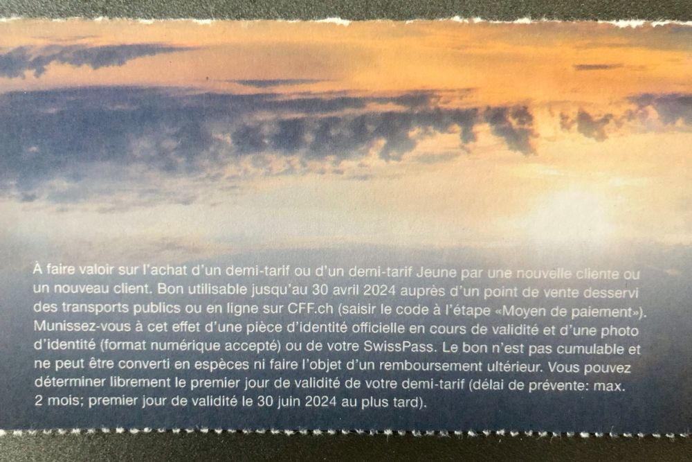 Bon de réduction pour demi tarif CFF / Gutschein SBB | Kaufen auf Ricardo