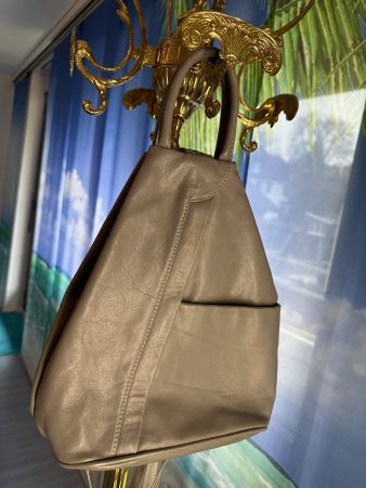 Rucksack  Leder  Grau (Wie Neu)