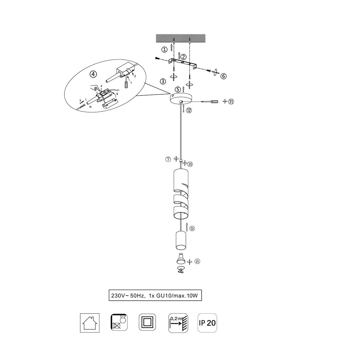 Kronleuchter & Deckenlampen: Pendelleuchte, Weiss, Spirale, 12 cm Ø – Neu (gemäss Beschreibung) aus Kreuzlingen von Smart-Light 3