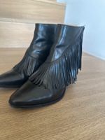 Bottines cuir noir franges femme T38 bon état