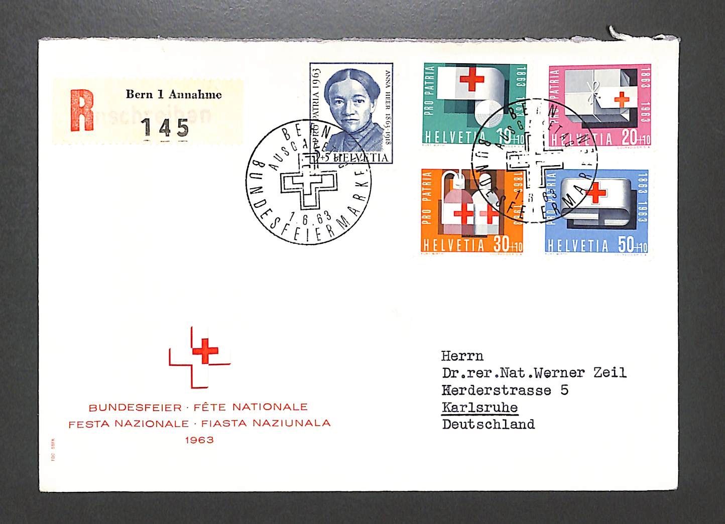 Alle Briefmarken: 1963 FDC Pro Patria illustriert Einschreiben – Gebraucht aus Zürich von Nobs1