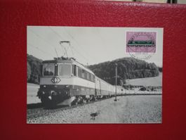 AK Bahn Schweiz Städtezug m. Lok Re 4/4 II Stempel Göschenen