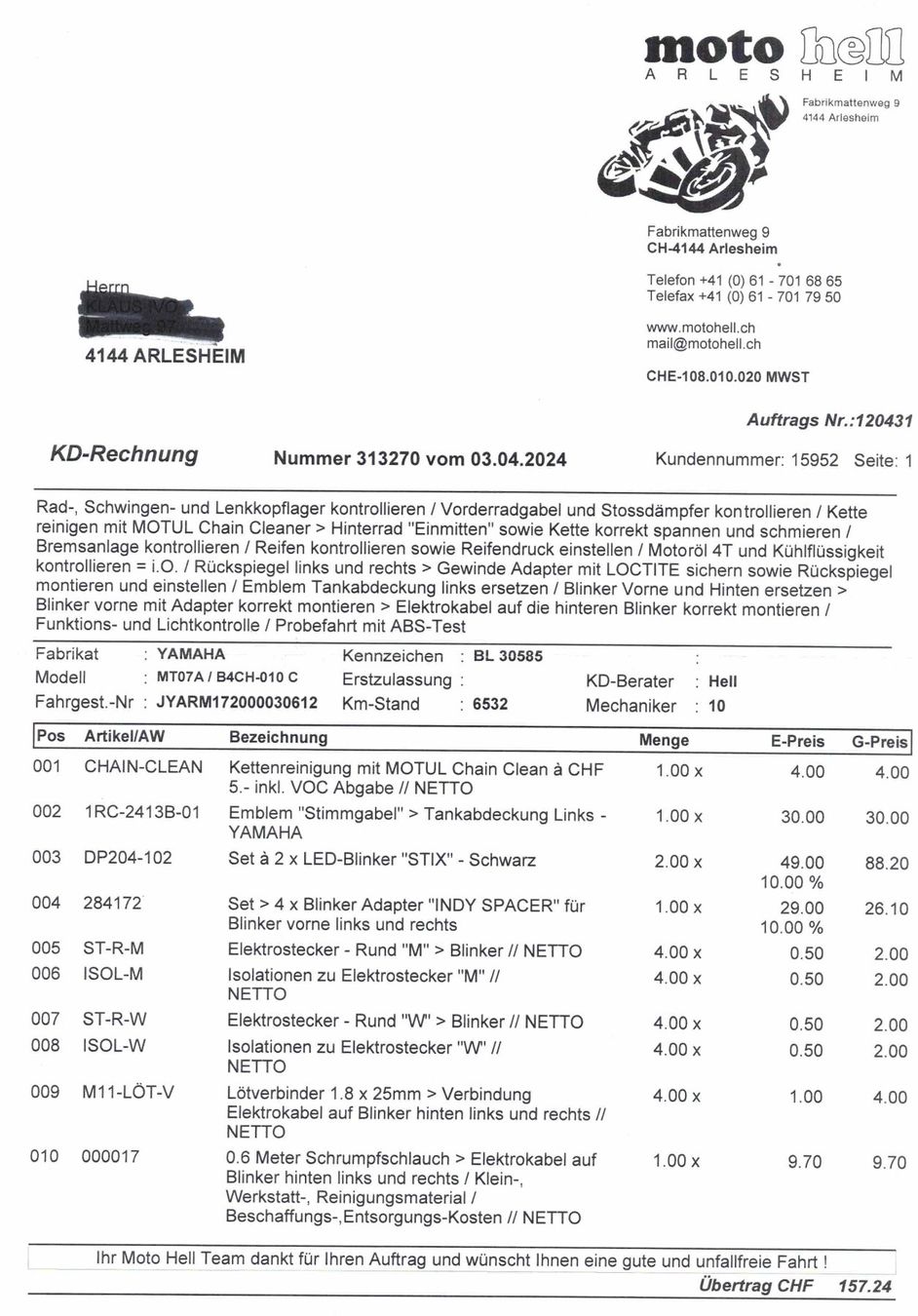 Strada: Yamaha  MT-07A – Usato da Arlesheim venduto da Ivo5342 2