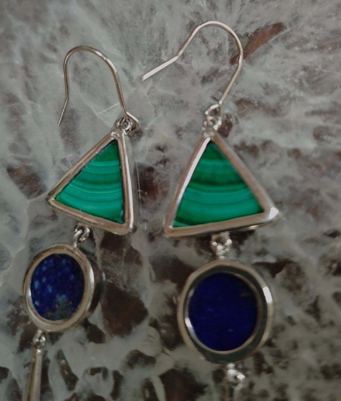 Ohrringe & -stecker: LAPISLAZULI/MALACHITH OHRHÄNGER ST. SILBER 925° MP – Neu (gemäss Beschreibung) aus Weiningen ZH von actera 8