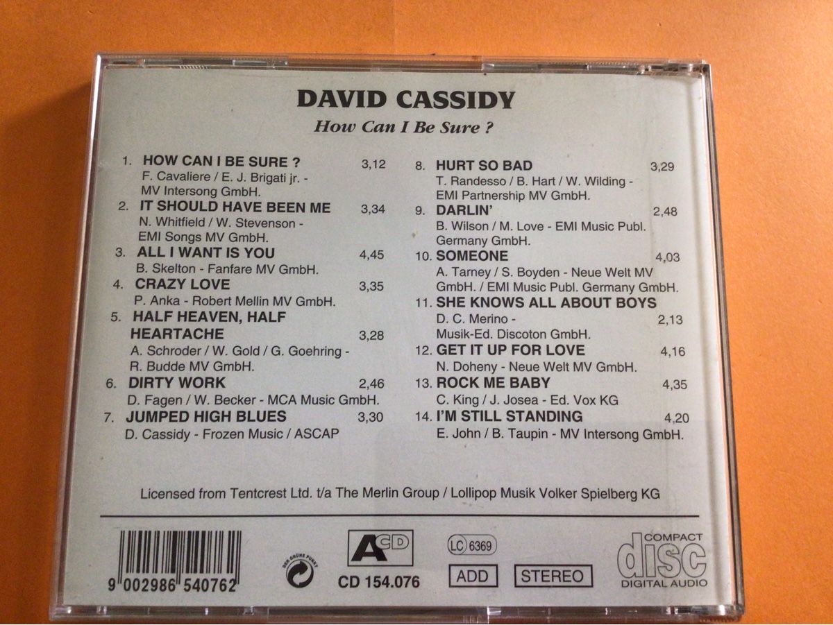 CDs: David Cassidy - How Can I be Sure? CD Kult! – D'occasion à Steinach par Quarkie 2