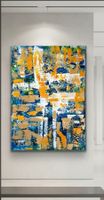 Gemälde blau gelb handmade 74×58