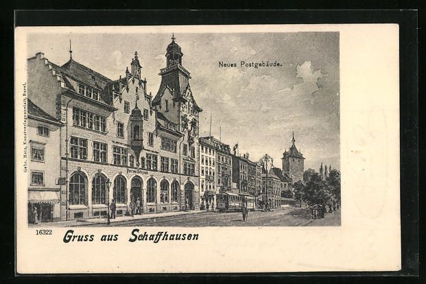 Cartoline postali: Schaffhausen, Neus Postgebäude mit Strs – Usato da Berlin venduto da bartko-reher