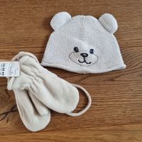 Winter Set: Mütze mit Bären & Fäustlinge, 12-24 Mt.