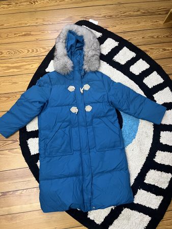 Winter Dawn Blue Padded Coat with real Fur Hood S~m