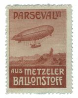 Metzeler Vignette, SBK 1912.6Bg, Luftschiff Parseval, 100FR.