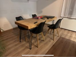 Massiver Esstisch Industrial Hairpin Legs