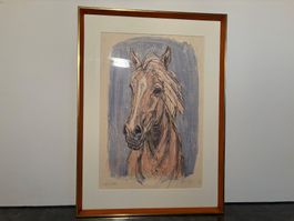 Original-Lithografie von Fritz Hug "Pferd" Handsigniert