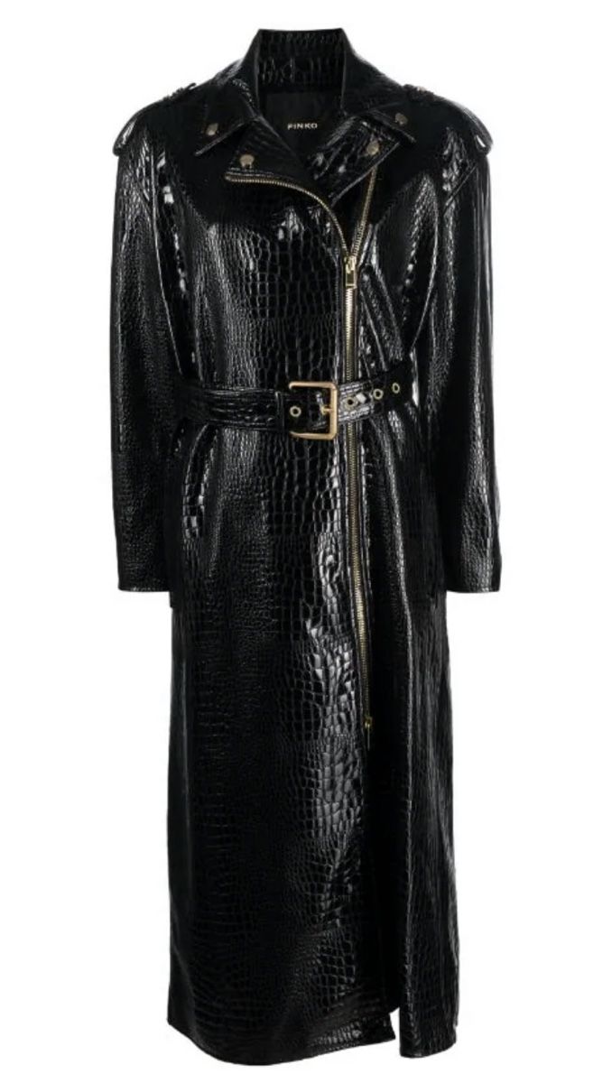 Pinko Mäntel: PINKO Lederjacke lang/Trenchcoat mit Kroko-Effekt – Neu und originalverpackt aus Stansstad von bruce888 1