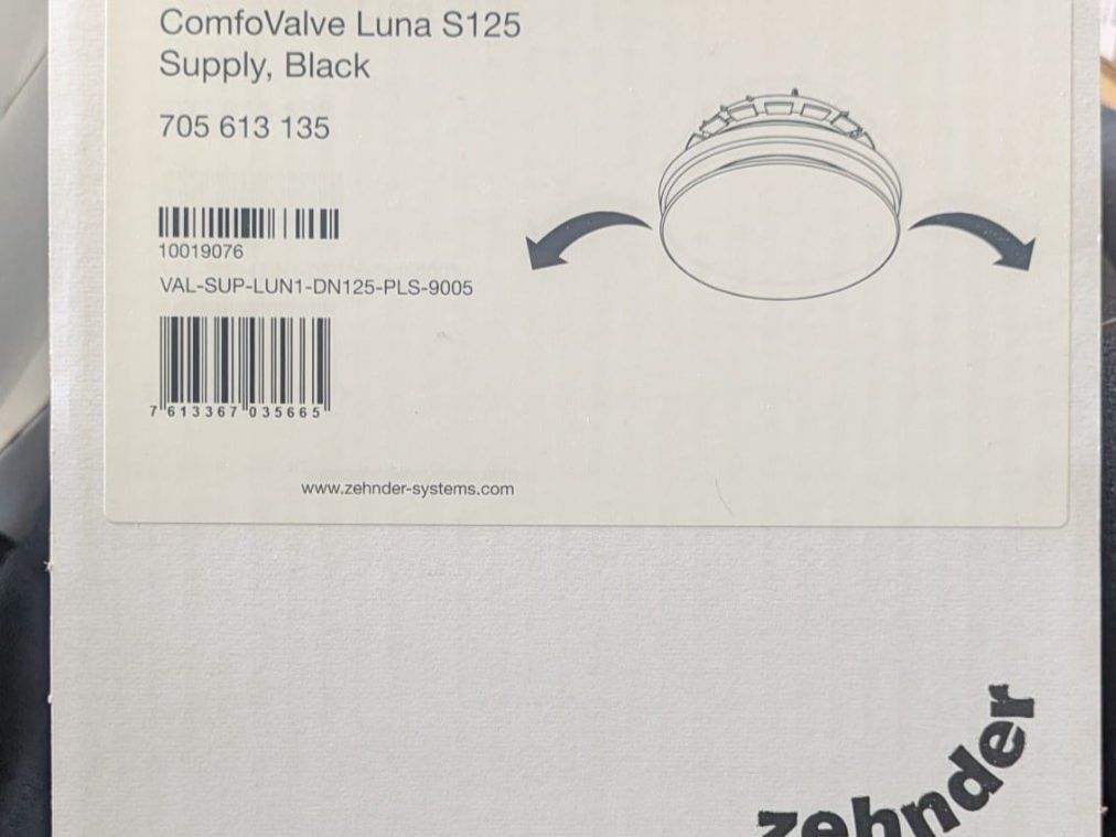Spray per ambienti: Zehnder ComfoValve Luna S125 schwarz – Nuovo e nell'imballaggio originale da Grosshöchstetten venduto da HCOG