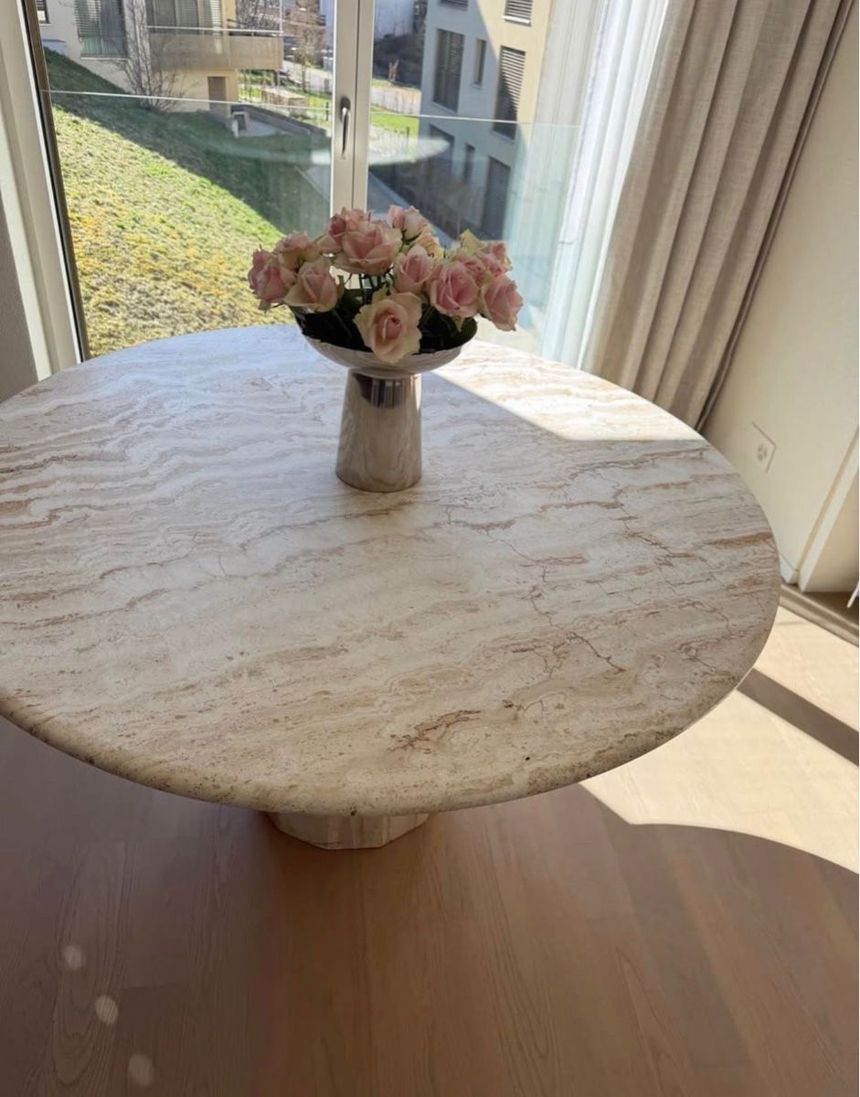 Tavoli: Travertin Esstisch Rund 130 cm – Usato da Lausen venduto da deb_lp9p 2
