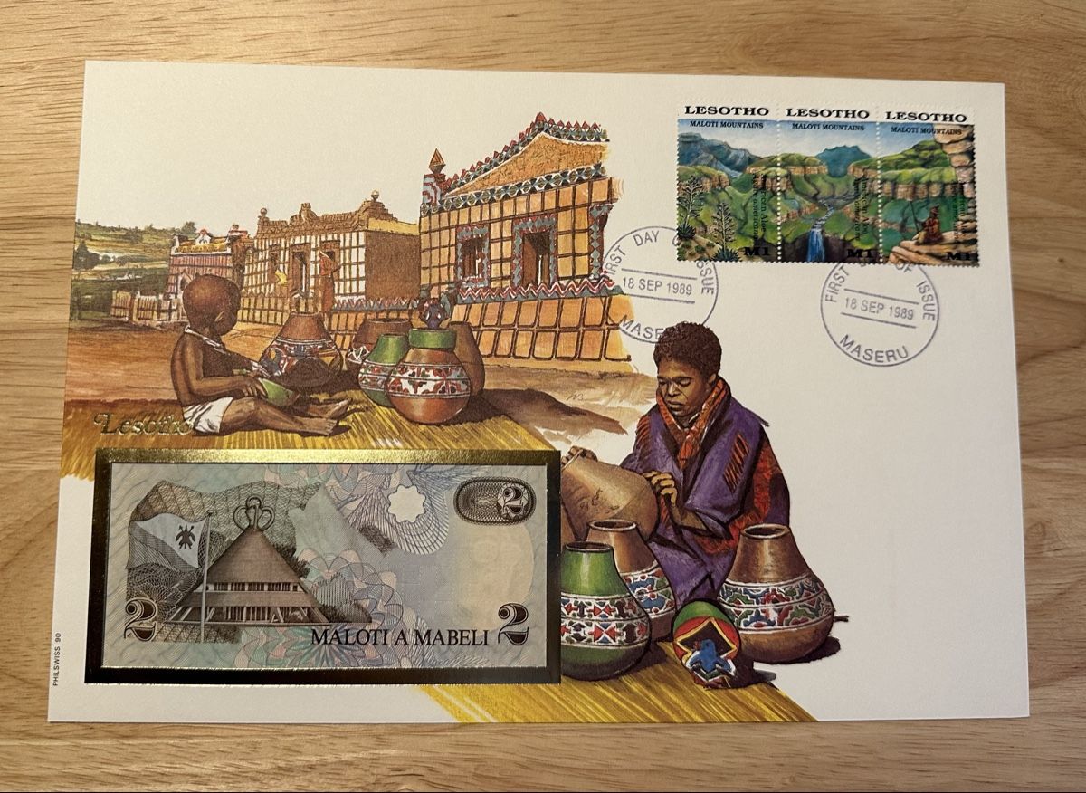Banconote: Banknoten Brief aus Lesotho 2 Maloti – Nuovo e nell'imballaggio originale da Oberbüren venduto da dreikapuziner