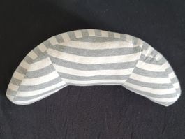 Stripe Nackenkissen/Rückenstütze, hellgrau/weiss