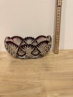 Bleikristall Schale, rubinrot, handgeschliffen, ca. 18 cm
