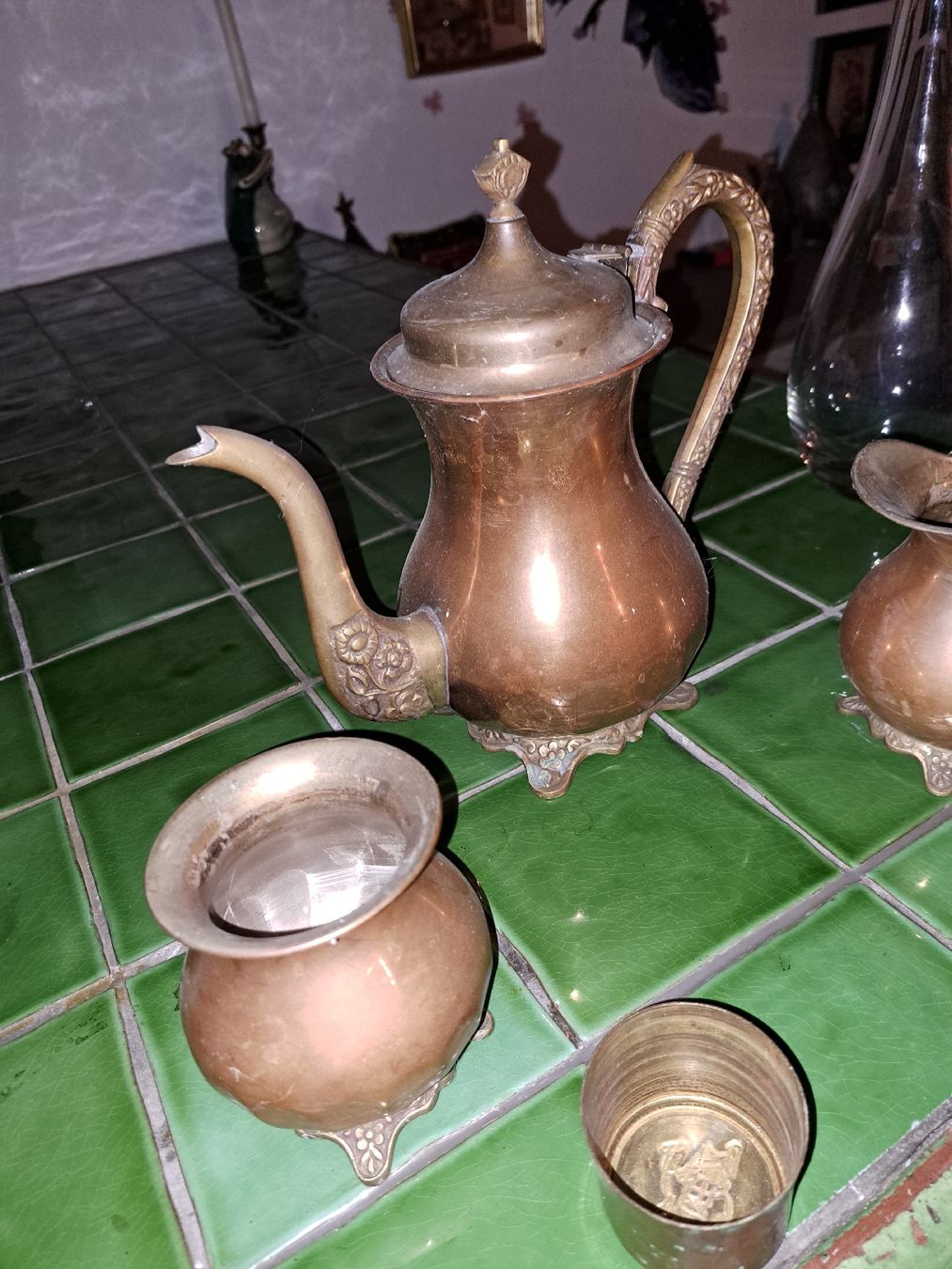 Set di piatti: Antikes Kaffeeservice aus Kupfer, 5-teilig, – Usato da Kölliken venduto da Upcycling-by-Mc-TAM 1