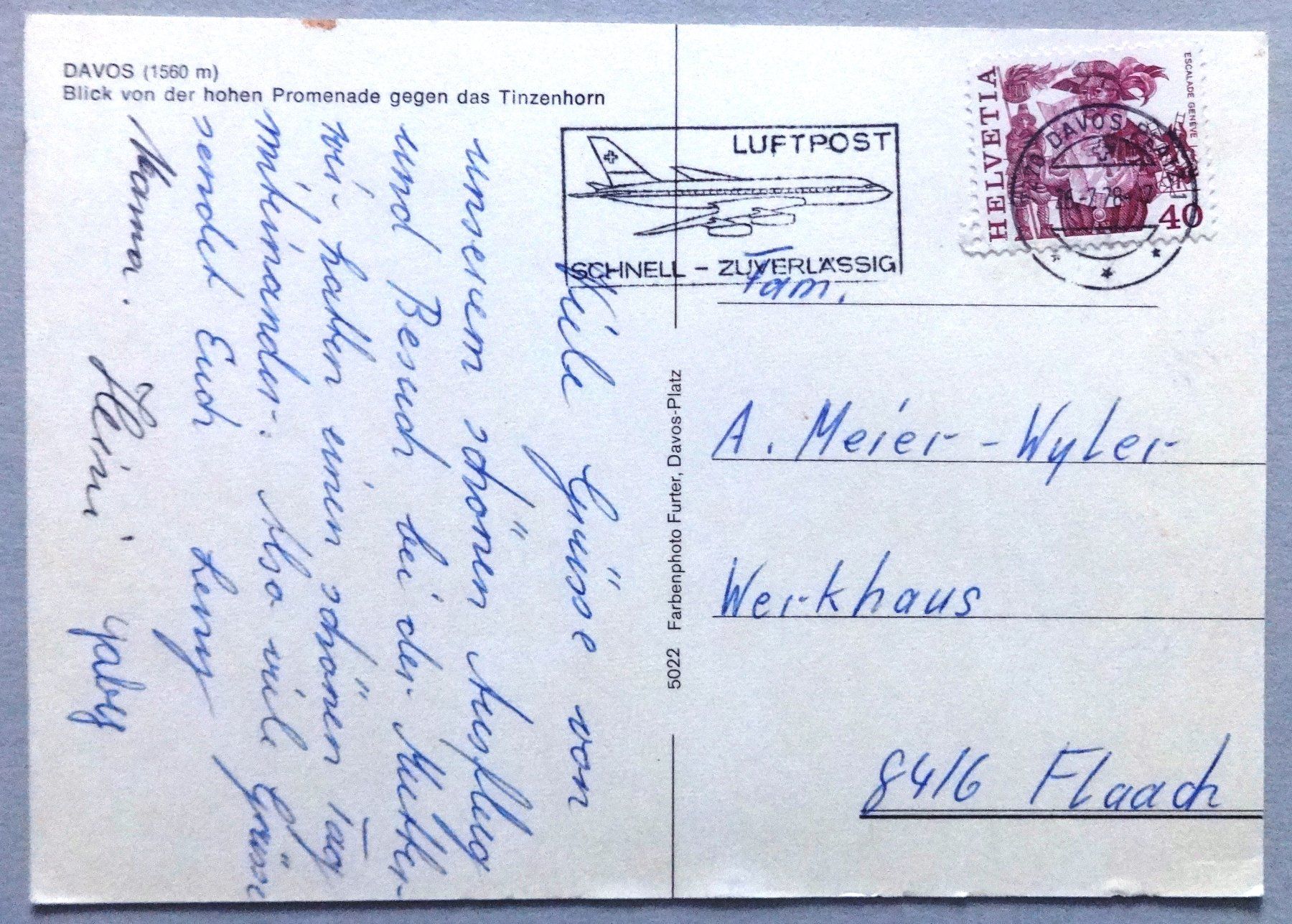 Cartoline postali: Davos (1560 m) – Usato da Fétigny venduto da Billy2miny 1