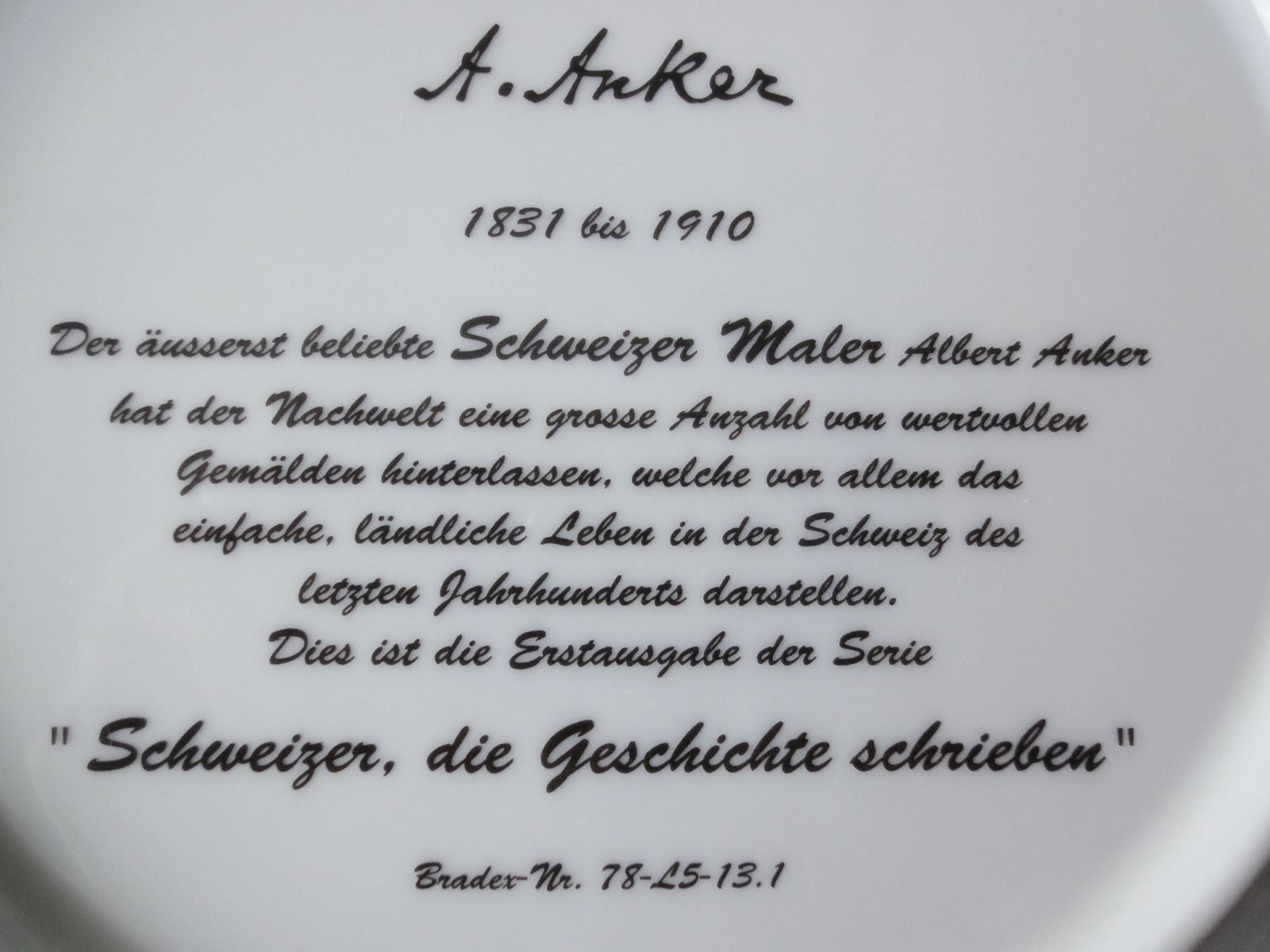 Assiettes: Sammelteller A. Anker – D'occasion à Chur par omonia 2