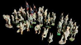 40 antike Massefiguren Militär ca. 1900–1918 – z. T. ELASTOL