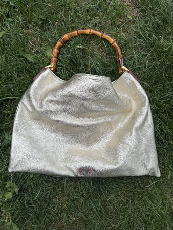 Frances Valentine Tasche goldfarben mit Bambushenkel