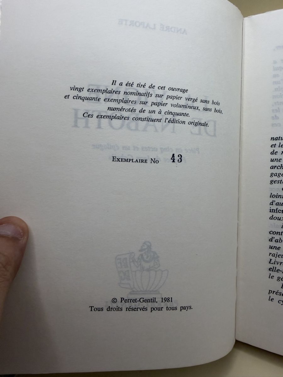 Libri: André Laporte La Vigne de Naboth EO 1981 N°43/50 – Usato da Genève venduto da sho_67qj 5