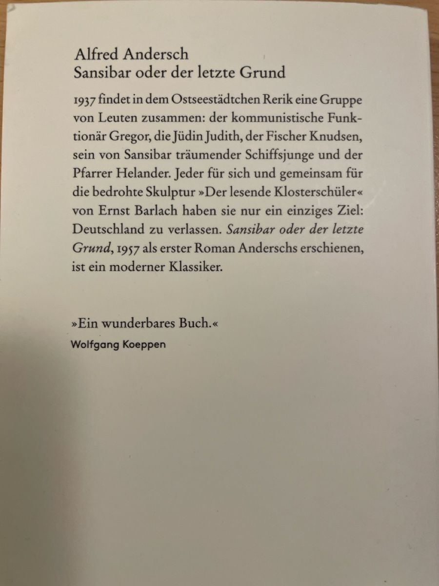 Bücher: Sansibar oder der letzte Grund von Alfred Andersch – Gebraucht aus Oberembrach von Maleachi0 1