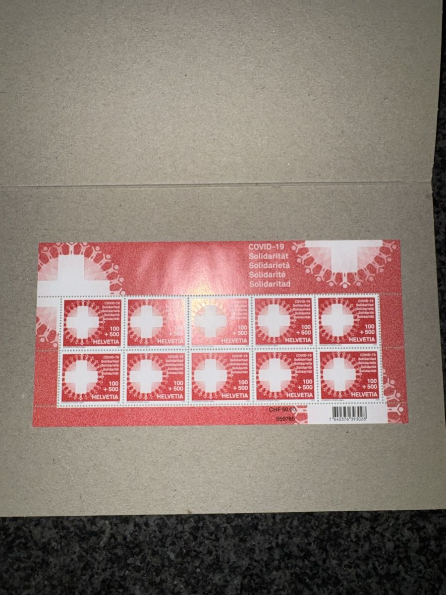 Tutti i francobolli: Covid-19 Solidarität Briefmarkenbogen postfrisch – Nuovo e nell'imballaggio originale da Gossau ZH venduto da Shaolin 2