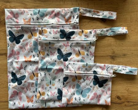Set 3x Wetbag / Nasstasche / Beutel  Schmetterlinge