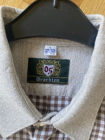 OS Trachten Herren Trachtenhemd kariert Grösse L braun
