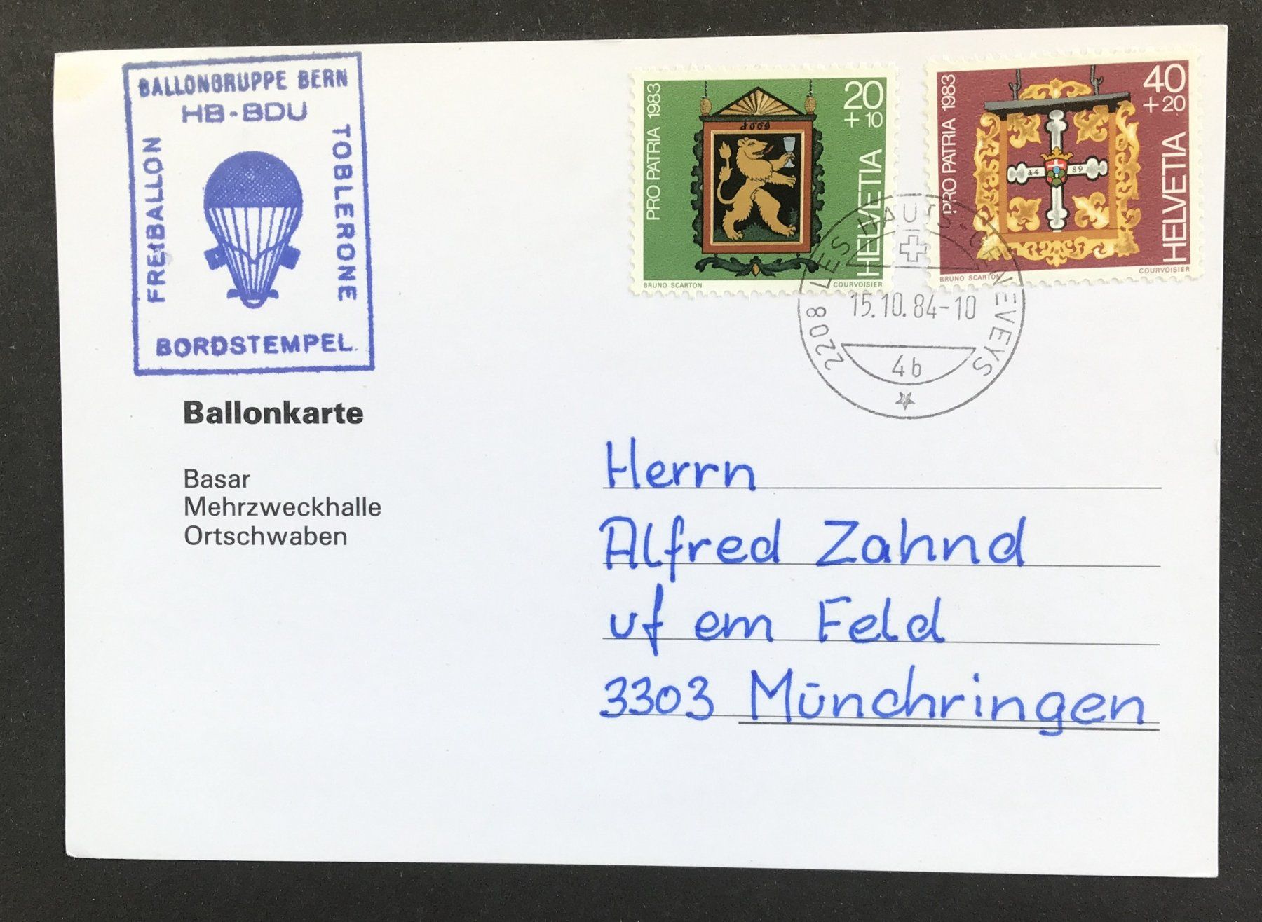 Tutti i francobolli: BALLONKARTE – Usato da Ostermundigen venduto da Kari1937