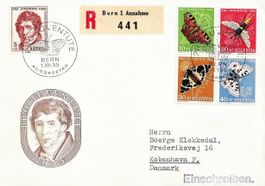 PRO JUVENTUTE ES BRIEF ERSTTAG SATZ 1955 SCHMETTERLINGE etc